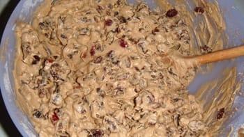 mixing bowl with Christmas cakes mix