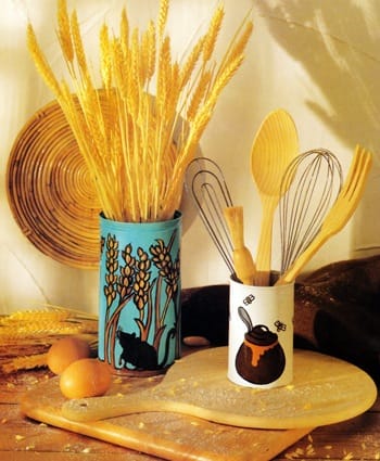 Kitchen painted tin cans