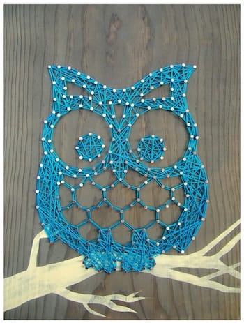 String Art owl Blue-001-s