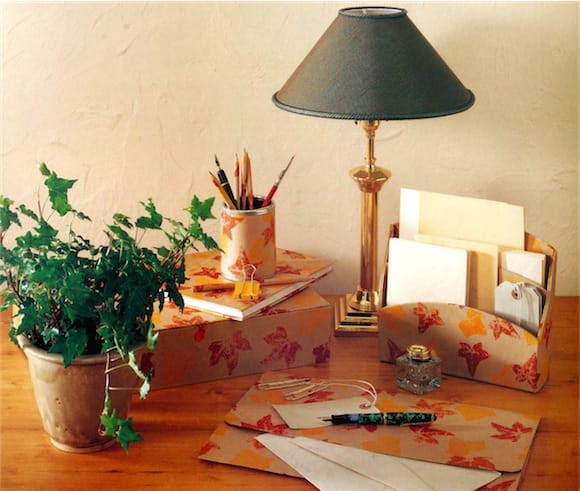 Leaf printing on paper