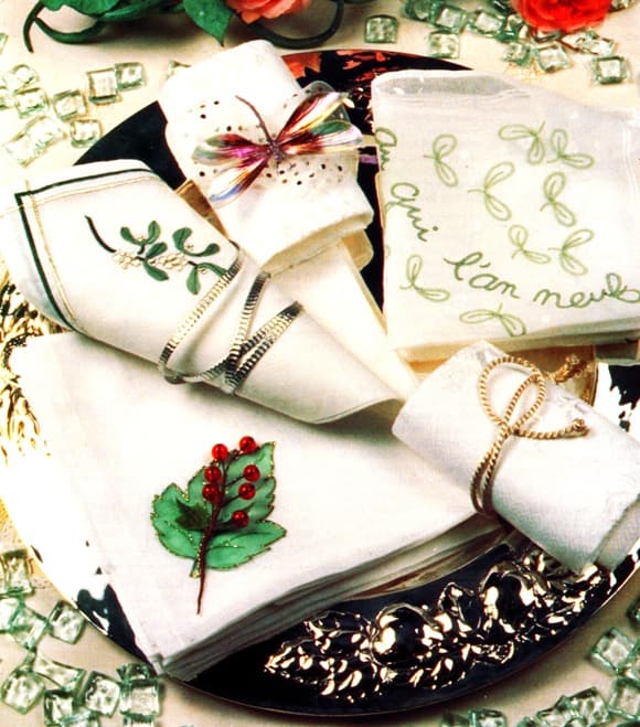 Christmas napkins in green and red